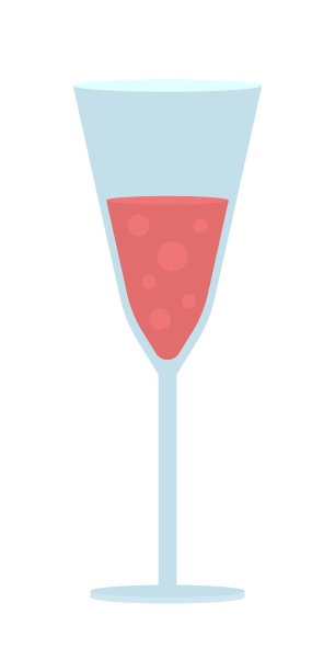 玻璃气泡酒半平面颜色矢量物体图片下载