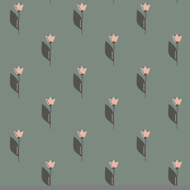 冬季花无缝模式与郁金香。简单的形状。草图。自然主题。图片下载