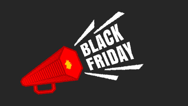 黑色星期五的矢量横幅，红色老式扩音器。图片下载