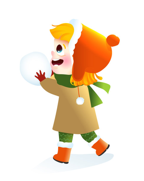 小女孩穿着冬衣玩雪图片下载