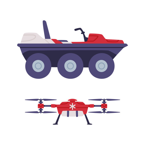 重型卡车和四轴直升机作为救护车、紧急救援服务车辆和医疗保健运输载体集图片下载