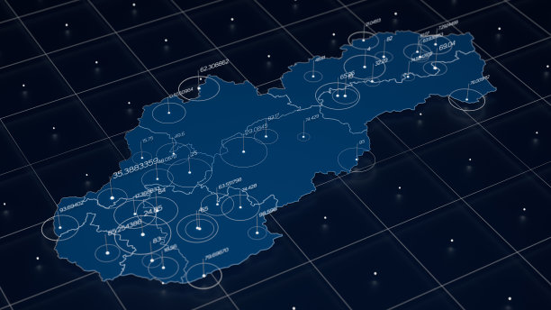 斯洛伐克蓝色地图大数据可视化。未来的地图信息图。美学信息。可视化数据复杂性。复杂的斯洛伐克数据图形可视化。三维渲染插图图片下载