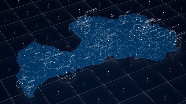 拉脱维亚蓝图大数据可视化。未来的地图信息图。美学信息。可视化数据复杂性。复杂的拉脱维亚数据图形可视化。三维渲染插图图片下载