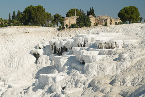 土耳其Denizli Pamukkale的石灰华梯田图片下载