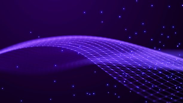 抽象的未来主义浪潮背景。网络连接点和线。数字的背景。3 d图片下载