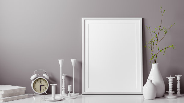 画框作为模型或模板在墙前与复制空间图片下载