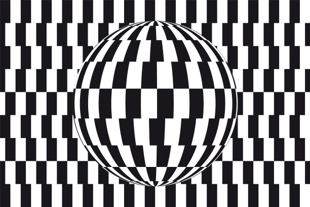 抽象的op艺术:球体折射变形的黑白背景图片下载