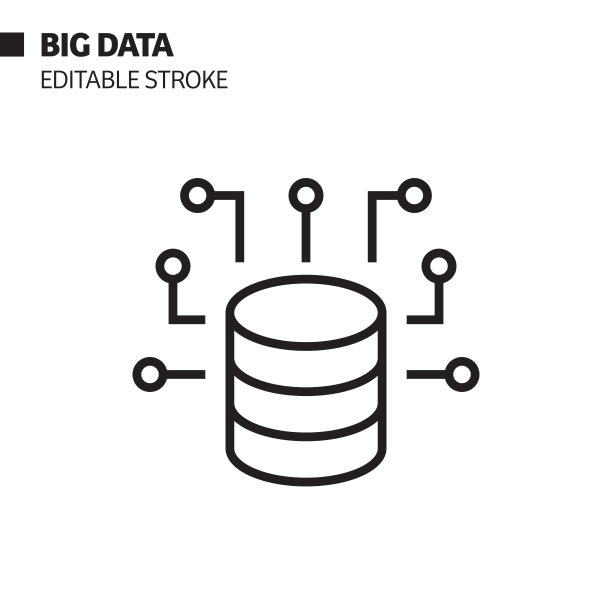 大数据线图标，轮廓向量符号插图。完美像素，可编辑的描边。图片下载
