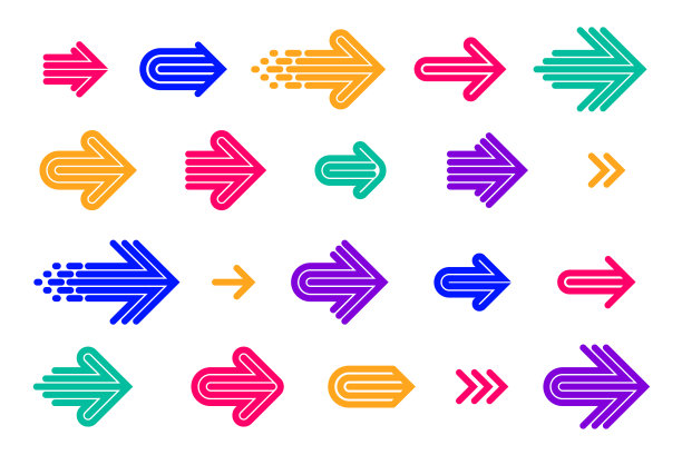 线性箭头标志集合的箭头图片下载