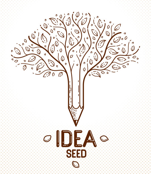 漂亮的树和铅笔组合成一个符号图片下载