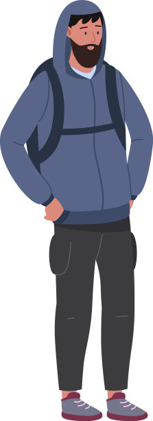 难民，年轻，留着胡子，背着背包图片下载