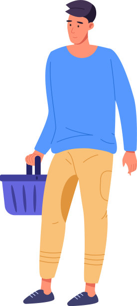 在超市收银台排队的年轻人图片下载