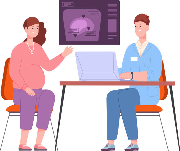 孕妇与医生谈论检查图片下载