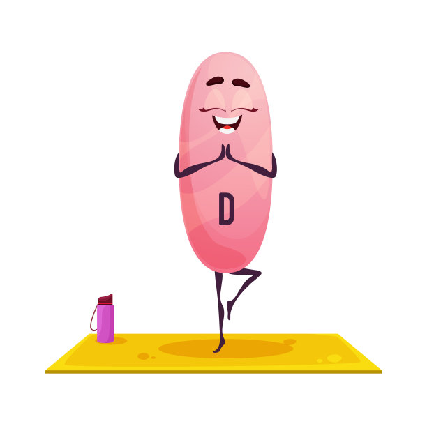 卡通人物维生素d在瑜伽课上冥想图片下载