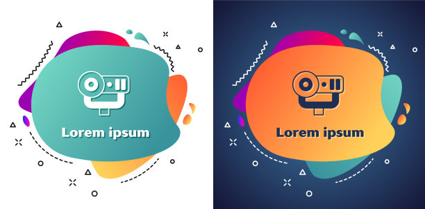 白色网络摄像头图标隔离在白色和蓝色图片下载