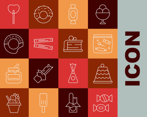 设置线糖果蛋糕包装糖果糖图片下载