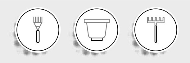 设置线花园耙和花盆图标图片下载