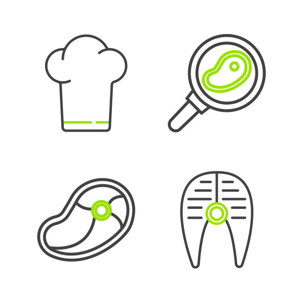 把鱼线、牛排、牛排、肉放在煎锅里图片下载