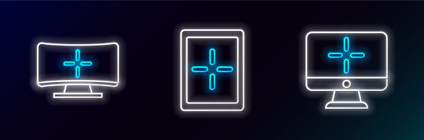 设置线路计算机显示器和平板电脑图标图片下载