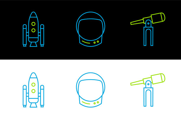 设置线望远镜，航天飞机和火箭图片下载