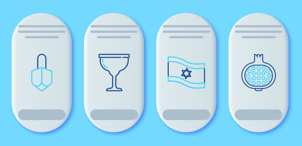 设线犹太高脚杯以色列光明节旗帜图片下载