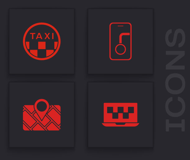 集笔记本呼叫出租车服务，出租车车顶城市图片下载