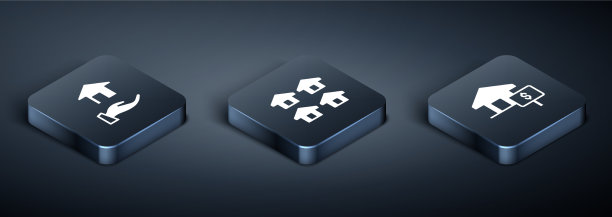 设置等距房地产经纪人的房子与美元和图片下载