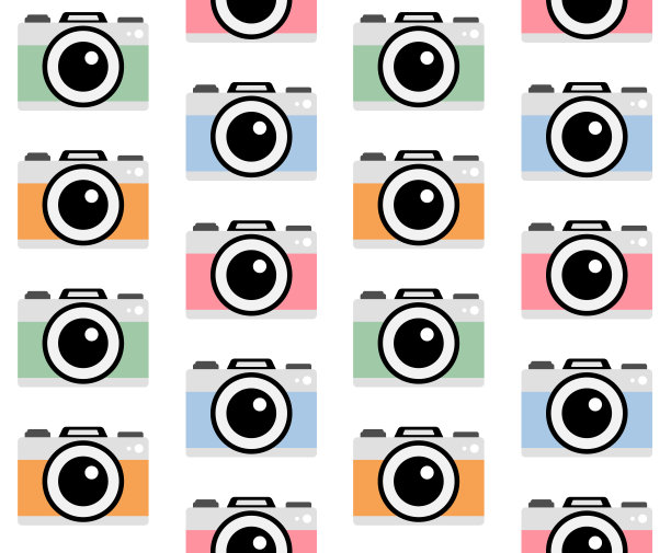 矢量无缝模式的平面粉红色照片相机图片下载