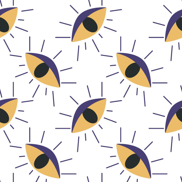 矢量平面手绘无缝模式与所有看到的眼睛。平面矢量嬉皮波西米亚插画。图片下载