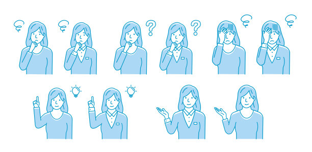 矢量插图集各种姿态的年轻女子图片下载