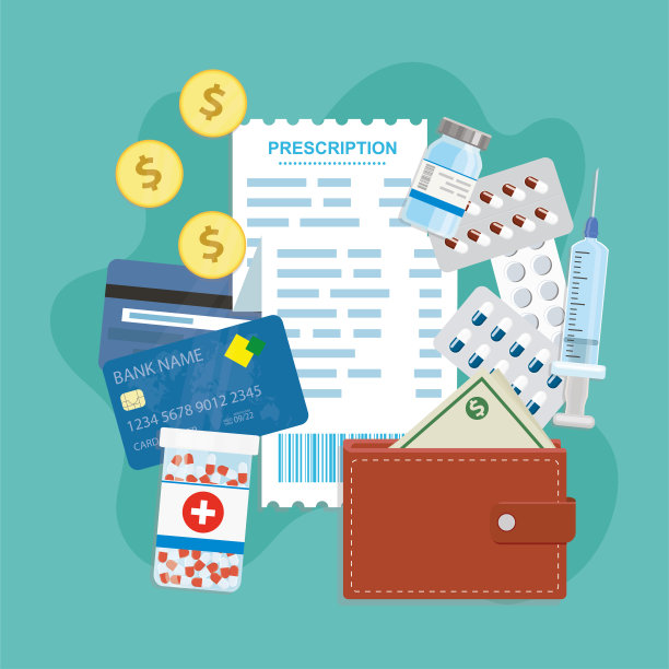 购买药品的处方。药品和医用胶囊的钱用现金和信用卡买药片和药片。药店，网上药店。图片下载