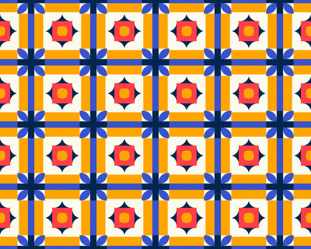 几何无缝抽象面料设计与多色图案原生部落对称完美图片下载