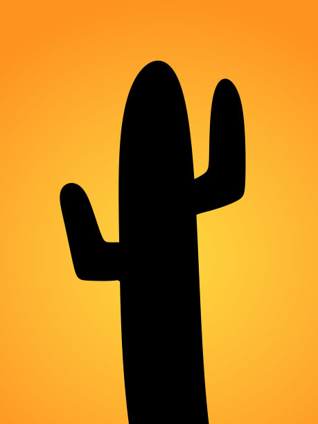 黑色的仙人掌形状在橙色的背景图片下载