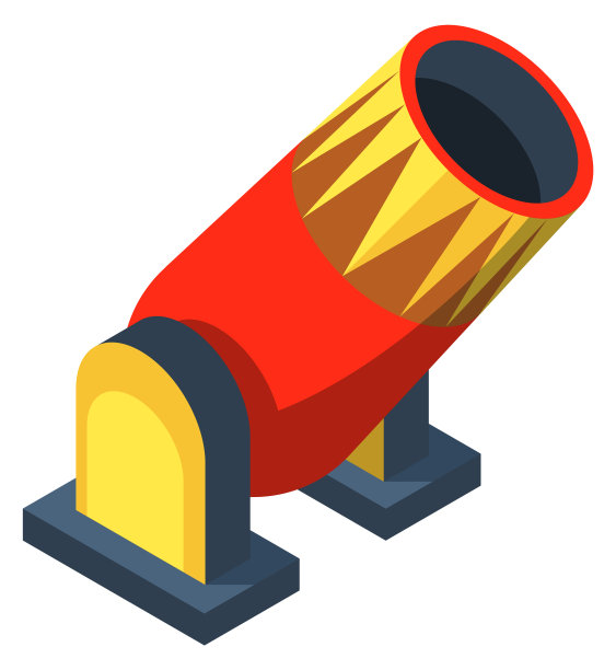 嘉年华大炮卡通图标。有趣的吸引符号图片下载