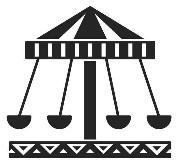 旋转集市骑黑色图标。游乐园标志图片下载