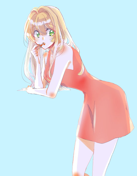 一个性感的女人涂口红的插图图片下载