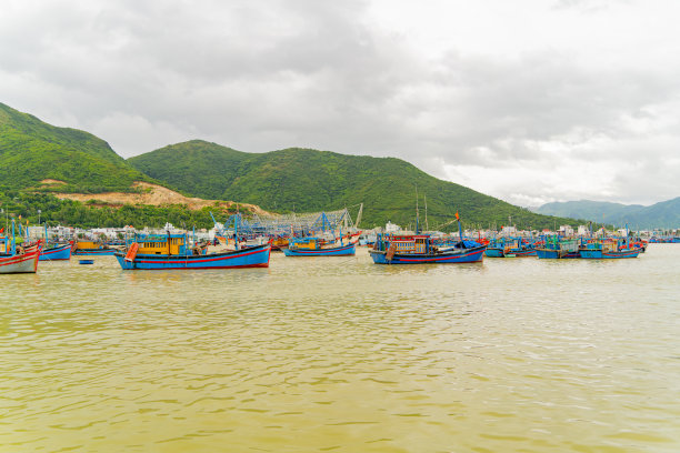 越南渔船的海港。图片下载