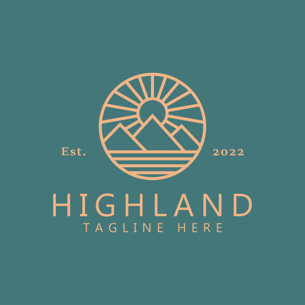 高地顶部落基山的创意符号概念与几何简单的线风格。图片下载