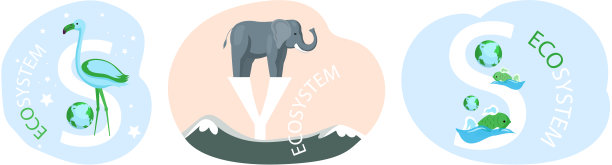 动物的抽象背景与字母。生态系统保护插图图片下载