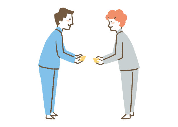 男办公室职员交换名片图片下载