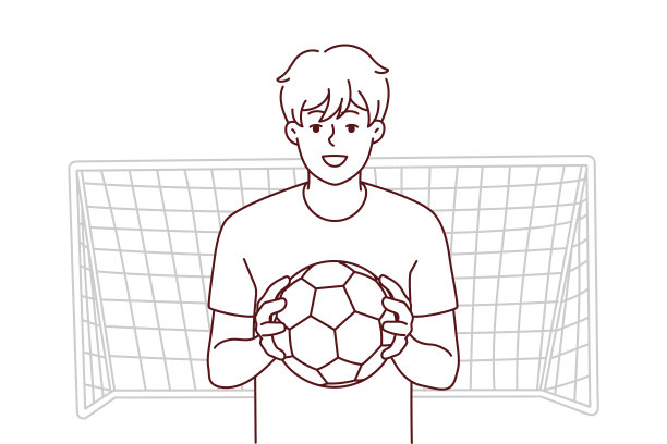 微笑的家伙，手里拿着足球图片下载