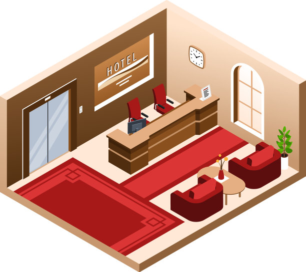 酒店大堂等距构图图片下载