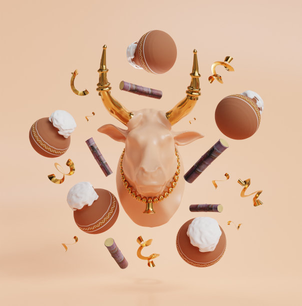 3d渲染的快乐Pongal节日收获节泰米尔纳德邦南印度，产品显示在黄色背景图片下载