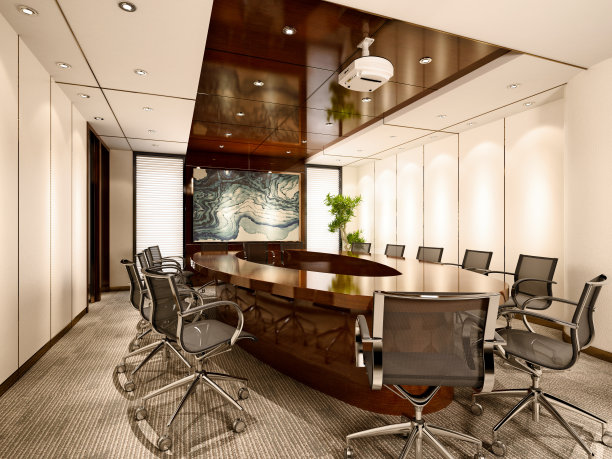 3 d渲染。现代化的办公室内饰。图片下载