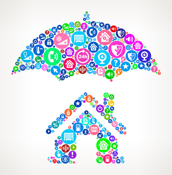 家庭保险家庭自动化技术图标模式图片下载