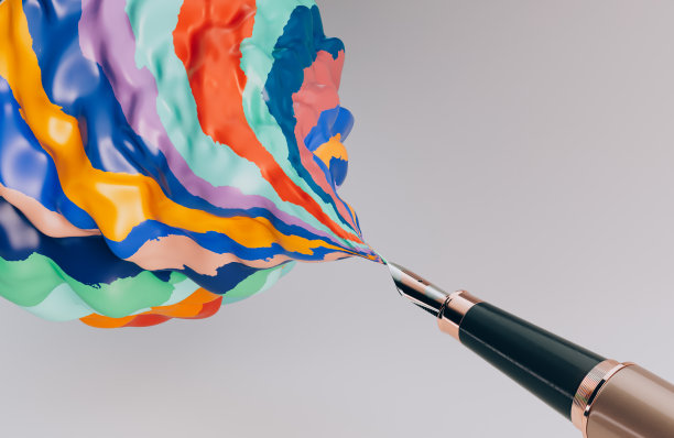 钢笔和彩色墨羽图片下载