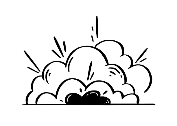 漫画中爆炸和烟雾的插图。复古设计元素。矢量涂鸦插图图片下载