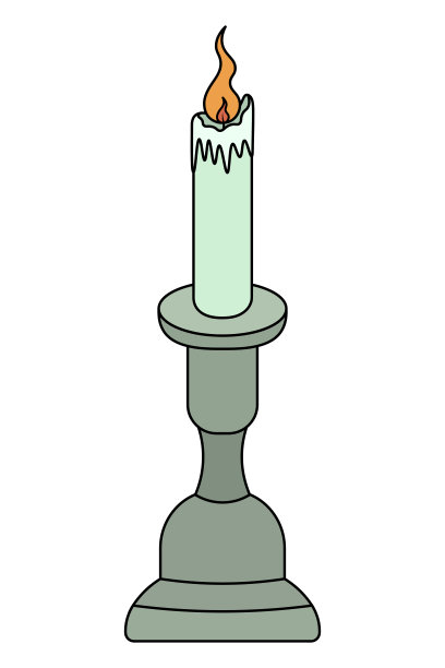 烛台里燃烧着绿色的蜡烛。流动的蜡。热的火焰。魔法属性。图片下载