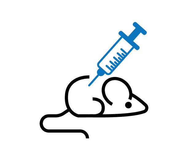 矢量实验鼠标，注射器平面图标。医学实验。向量图片下载