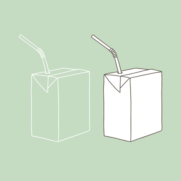 果汁包与吸管模型。图片下载